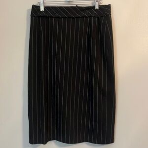 Mondi Vintage Wool Black with White Pinstripe A-Line Skirt Size 42EU, 6/8US